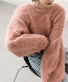 mystic ウールシャギーショートニット　ピンク