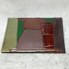 ✨希少✨デッドストック 本革 パッチワーク パスケース レトロ 昭和 定期入れ