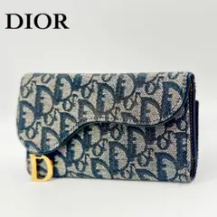Christian Dior ディオール サドル 二つ折財布 デニム Dチャーム