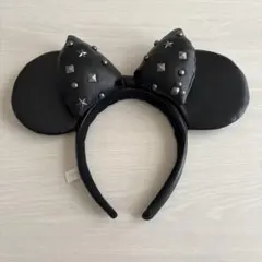 スタッズ付き黒ミッキー耳カチューシャ