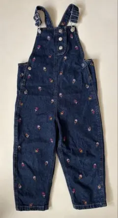 ZARA 花柄刺繍入りデニムオーバーオール　110