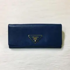 月末限定価格　美品　PRADA プラダ　長財布　折りたたみ　紺　サフィアーノ 月末限定価格 美品 PRADA プラダ 長財布 折りたたみ 紺 サフィアーノ