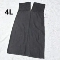 新品 大きいサイズ 4L シャーリング デニム ロングワンピース 黒