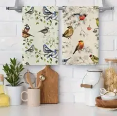 ティータオル 鳥 ティークロス 2枚 セット キッチン インテリア インコ