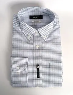 【新品】RELAX FIT イージーケア ボタンダウン ブルーチェック 首周38