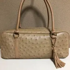 美品　HAMANO ハンドバック　オーストリッチ　本革　レディース　手提げバッグ