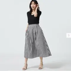 Mサイズ　タックフレアミディスカート　ギンガムチェック