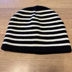 黒と白のストライプ ベビー帽子 フリーサイズ