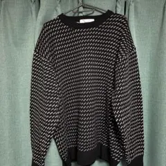 ゆったりニットセーター 黒と白のストライプ