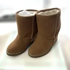 フェイクムートン インソール ショートブーツ ブラウン