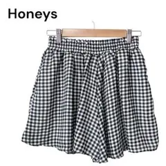 【ハニーズ】ひざ丈 キュロットスカート L 黒 白 ショーパン