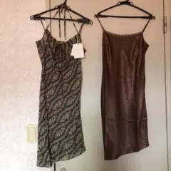 新品❗️ペイトンプレイス お洒落 ワンピース 2枚セット 花柄 茶系 レディス M