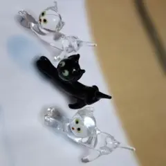 ロベルトニーデラー 吹きガラス 猫 鳥 フォークアート ガラス彫刻 置物
