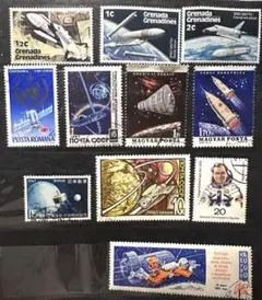 海外の切手 11枚　1970年代　ドイツ　ロシア　宇宙船