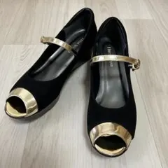 美品✨ヒルズアベニュー　オープントゥヒールパンプス 24㎝　ブラック