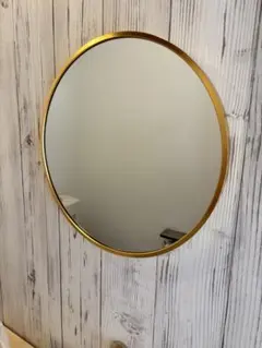 円形ゴールドフレーム壁掛け鏡
