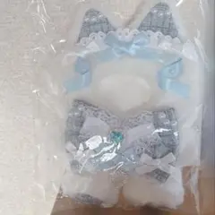 ぬい服 13cm ツイード 水色