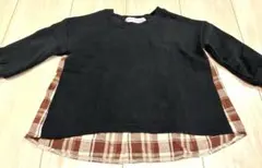 ever closet チェック柄切り替え長袖トップス 90