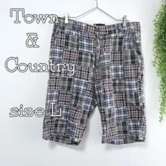 【タウンアンドカントリー】ハーフパンツ　インド製　綿100% マルチカラー　Lのサムネイル