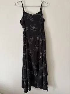 黒 花柄 キャミワンピース