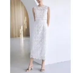 新品 MERCURYDUO ケミカルレース Iライン 総レースワンピース 白M