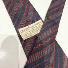 グッチ GUCCI ネクタイ ストライプ ネイビー レッド ヴィンテージ
