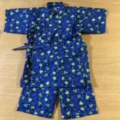 子供用 甚平 カエル柄 ブルー 上下セット　110サイズ