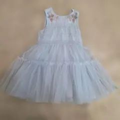 【美品】NEXT 水色刺繍チュールワンピース 1歳半-2歳用90cm