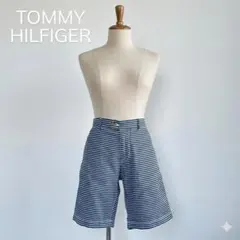 【美品】TOMMY HILFIGER ボーダー ショートパンツ L ネイビー 白