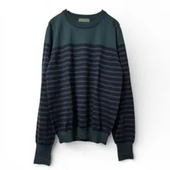 美品　earth　ボーダー　ニット　M　 紺×緑　春　薄手　カジュアル