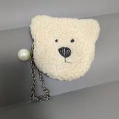 クマの顔ボアコインケース　ポーチ