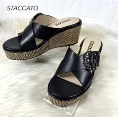 未使用級 STACCATO ムーンフラワー ウェッジソール サンダル 24.5㎝のサムネイル