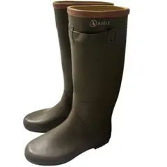 【美品】AIGLE エーグルオリーブグリーン カーキ　レインブーツ　ロング36