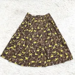 MARNI 幾何学模様 フレアスカート ギャザー 総柄 ブラウン 40のサムネイル