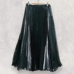 ユナイテッドアローズ プリーツスカート 38 黒 ロング丈 光沢