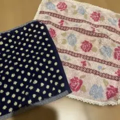 タオルハンカチ 2枚セット ネイビー・ピンク