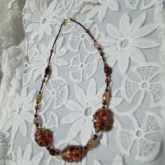 ヴィンテージガラス使用ネックレスヨーロッパ風アンティークデザイン