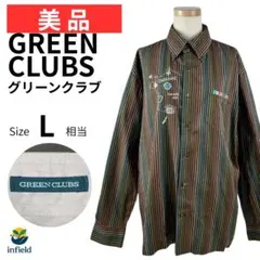 グリーンクラブ ストライプシャツ 5　L相当 ブラウン 総柄 長袖 メンズ 古着のサムネイル