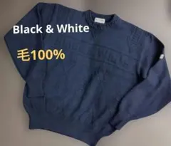 Black & White ネイビー ニット M
