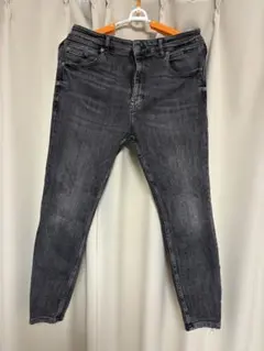 未使用 アダムスジャグラー ダメージ加工 グレー スキニーデニム 