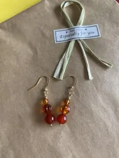 ゆらゆら揺れる✨可愛い秋色ピアスフックピアス14kgfハンドメイド