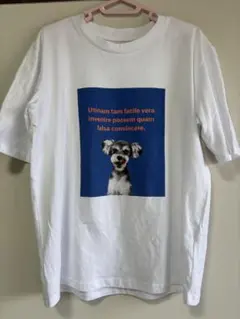 Bleu Bleuetシュナウザー 犬プリント 半袖Tシャツ ホワイト(M〜L)のサムネイル