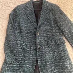 青緑 ツイード テーラードジャケット