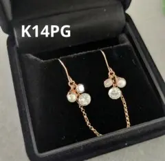 K14PG パール キュービック フック ピアス