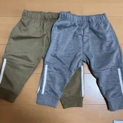 オリーブグリーン・グレー サイドストライプ ハーフパンツ