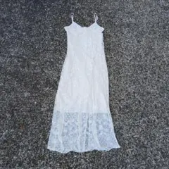古着 used レースキャミワンピース アイボリー Y2K フェアリー