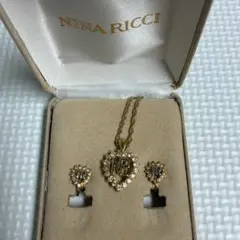 美品✨ ニナリッチ ネックレス・イヤリング3点セット 金メッキ×ライ　箱付き