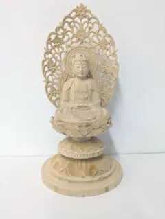 木彫桧 阿弥陀如来座像 蓮華座 光背付き24cm - メルカリ