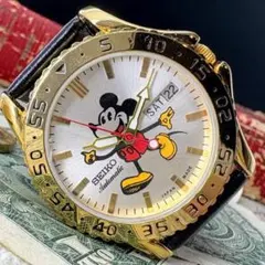 【可愛いミッキー】SEIKO メンズ腕時計 自動巻き 希少 レトロ ヴィンテージ