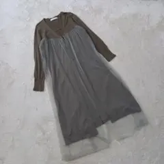 Bou Jeloud チュールドッキング長袖ロングカーディガン フリーサイズ